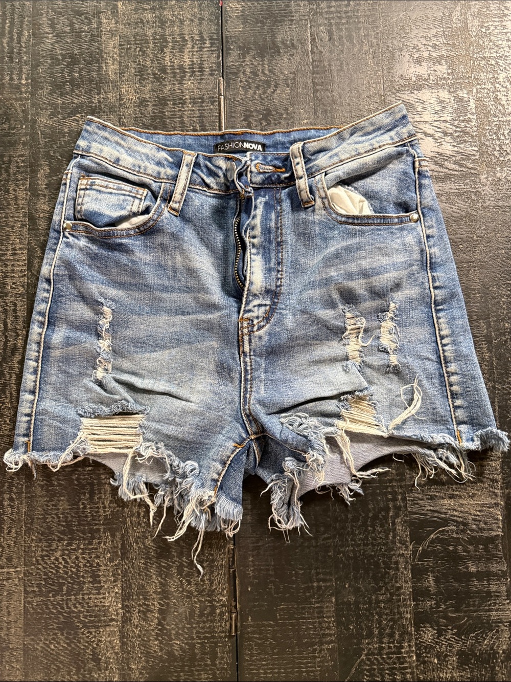 Fashion Nova Light Blue Distressed Denim Cutoff Shorts